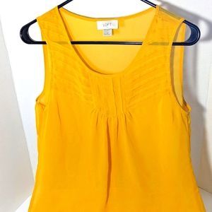 Ann Taylor LOFT Sleeveless Sheer Mustard Top